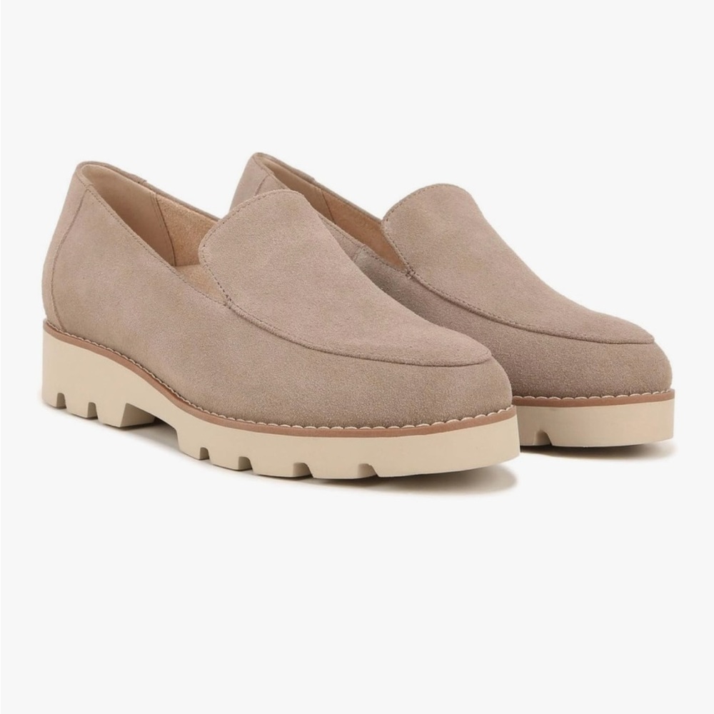 Vionic Taupe Suede Lug Sole Loafers